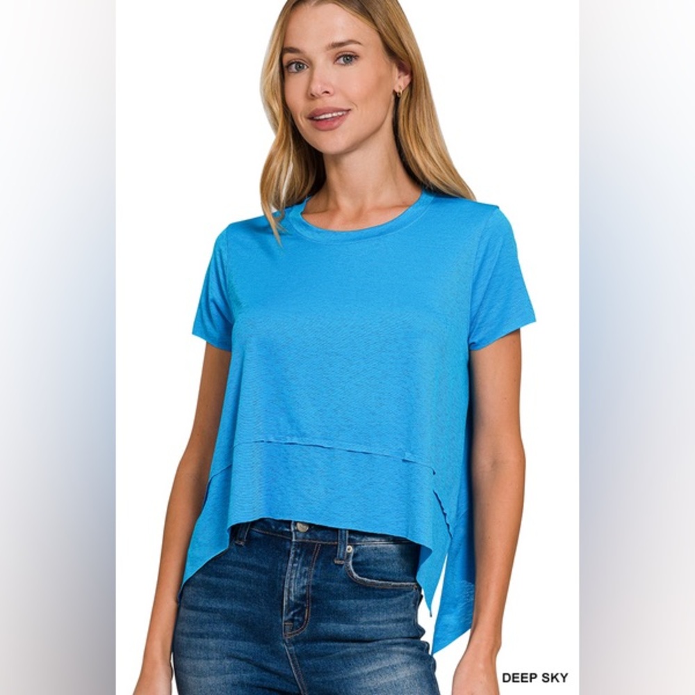 🆕 Zenana SHARK BITE SIDE SLIT SHORT SLEEVE TOP